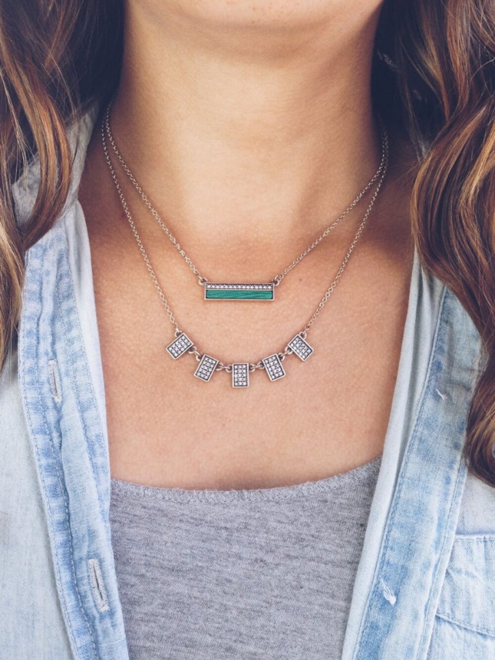 Chloe + Isabel Malachite + Pavé Convertible Necklace